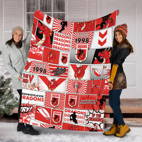 St. George Illawarra Dragons Premium Blanket - Team Of Us Die Hard Fan Supporters Comic Style St. George Illawarra Dragons Premium Blanket - Team Of Us Die Hard Fan Supporters Comic Style