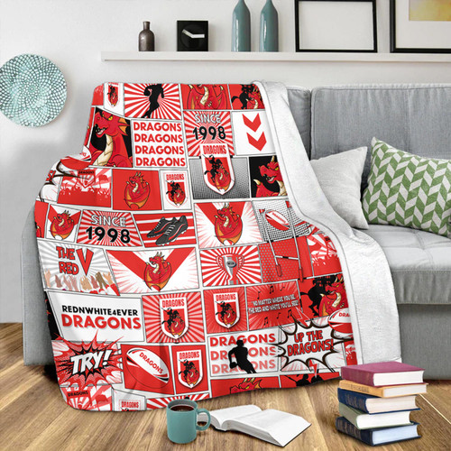 St. George Illawarra Dragons Premium Blanket - Team Of Us Die Hard Fan Supporters Comic Style St. George Illawarra Dragons Premium Blanket - Team Of Us Die Hard Fan Supporters Comic Style