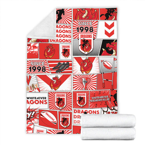St. George Illawarra Dragons Premium Blanket - Team Of Us Die Hard Fan Supporters Comic Style St. George Illawarra Dragons Premium Blanket - Team Of Us Die Hard Fan Supporters Comic Style