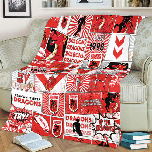 St. George Illawarra Dragons Premium Blanket - Team Of Us Die Hard Fan Supporters Comic Style