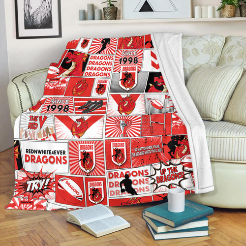 St. George Illawarra Dragons Premium Blanket - Team Of Us Die Hard Fan Supporters Comic Style St. George Illawarra Dragons Premium Blanket - Team Of Us Die Hard Fan Supporters Comic Style