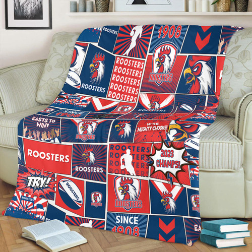 Sydney Roosters Premium Blanket - Team Of Us Die Hard Fan Supporters Comic Style