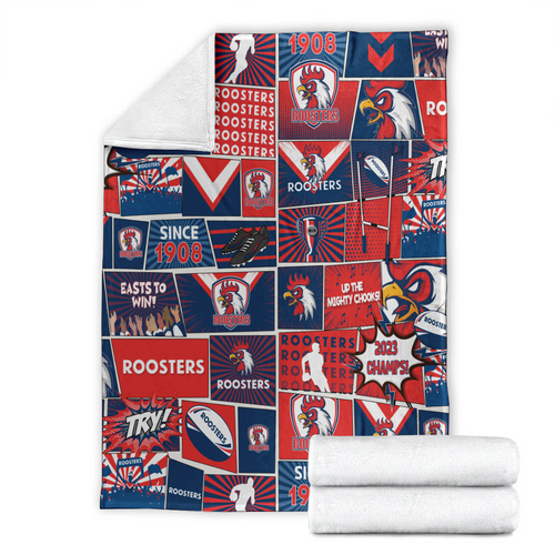 Sydney Roosters Premium Blanket - Team Of Us Die Hard Fan Supporters Comic Style Sydney Roosters Premium Blanket - Team Of Us Die Hard Fan Supporters Comic Style