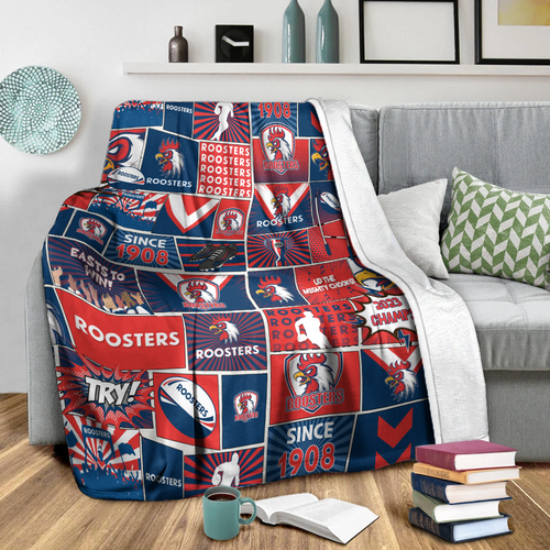Sydney Roosters Premium Blanket - Team Of Us Die Hard Fan Supporters Comic Style Sydney Roosters Premium Blanket - Team Of Us Die Hard Fan Supporters Comic Style