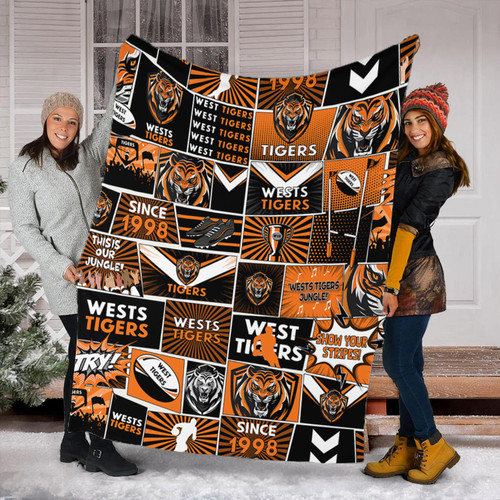 Wests Tigers Premium Blanket - Team Of Us Die Hard Fan Supporters Comic Style Wests Tigers Premium Blanket - Team Of Us Die Hard Fan Supporters Comic Style