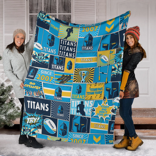 Gold Coast Titans Premium Blanket - Team Of Us Die Hard Fan Supporters Comic Style Gold Coast Titans Premium Blanket - Team Of Us Die Hard Fan Supporters Comic Style