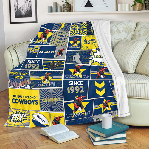 North Queensland Cowboys Premium Blanket - Team Of Us Die Hard Fan Supporters Comic Style North Queensland Cowboys Premium Blanket - Team Of Us Die Hard Fan Supporters Comic Style