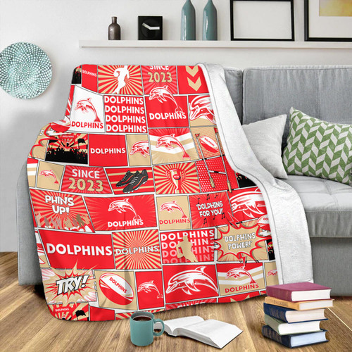 Redcliffe Dolphins Premium Blanket - Team Of Us Die Hard Fan Supporters Comic Style Redcliffe Dolphins Premium Blanket - Team Of Us Die Hard Fan Supporters Comic Style