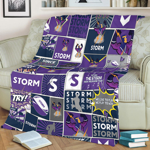 Melbourne Storm Premium Blanket - Team Of Us Die Hard Fan Supporters Comic Style