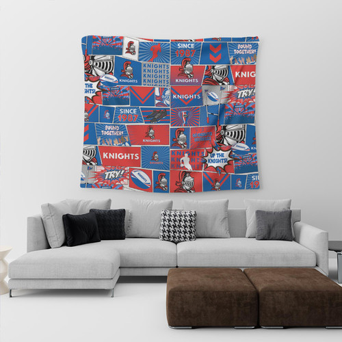Newcastle Knights Tapestry - Team Of Us Die Hard Fan Supporters Comic Style Newcastle Knights Tapestry - Team Of Us Die Hard Fan Supporters Comic Style