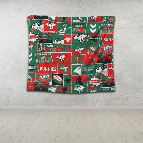 South Sydney Rabbitohs Tapestry - Team Of Us Die Hard Fan Supporters Comic Style