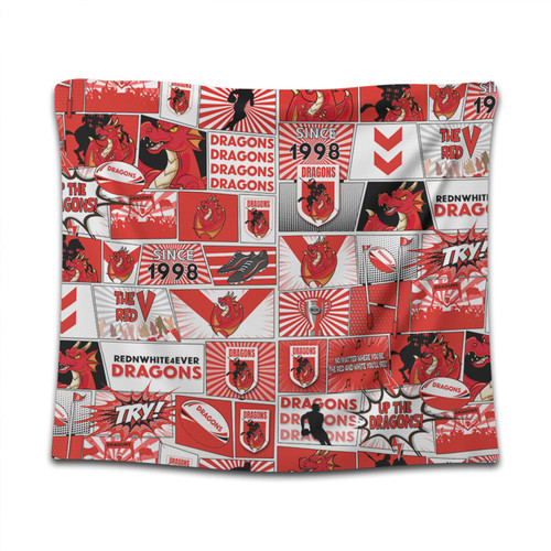 St. George Illawarra Dragons Tapestry - Team Of Us Die Hard Fan Supporters Comic Style St. George Illawarra Dragons Tapestry - Team Of Us Die Hard Fan Supporters Comic Style