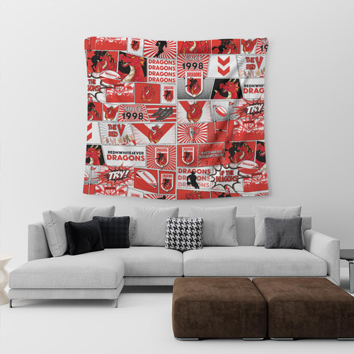 St. George Illawarra Dragons Tapestry - Team Of Us Die Hard Fan Supporters Comic Style St. George Illawarra Dragons Tapestry - Team Of Us Die Hard Fan Supporters Comic Style