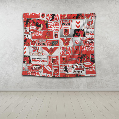 St. George Illawarra Dragons Tapestry - Team Of Us Die Hard Fan Supporters Comic Style