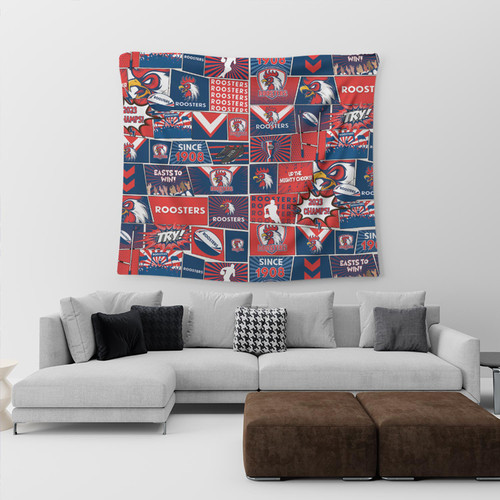 Sydney Roosters Tapestry - Team Of Us Die Hard Fan Supporters Comic Style Sydney Roosters Tapestry - Team Of Us Die Hard Fan Supporters Comic Style