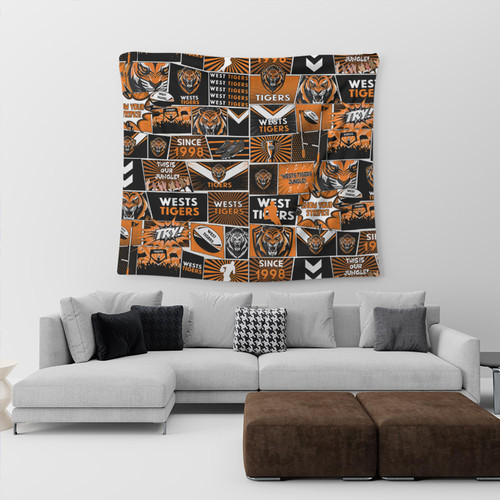 Wests Tigers Tapestry - Team Of Us Die Hard Fan Supporters Comic Style Wests Tigers Tapestry - Team Of Us Die Hard Fan Supporters Comic Style