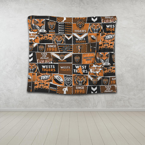 Wests Tigers Tapestry - Team Of Us Die Hard Fan Supporters Comic Style