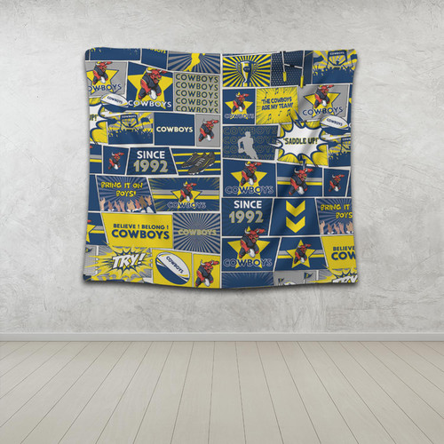 North Queensland Cowboys Tapestry - Team Of Us Die Hard Fan Supporters Comic Style