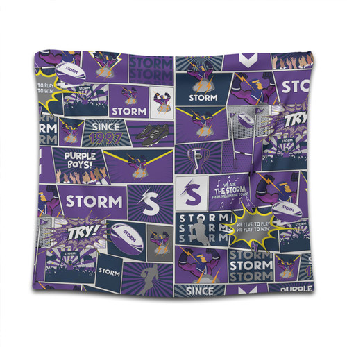 Melbourne Storm Tapestry - Team Of Us Die Hard Fan Supporters Comic Style Melbourne Storm Tapestry - Team Of Us Die Hard Fan Supporters Comic Style