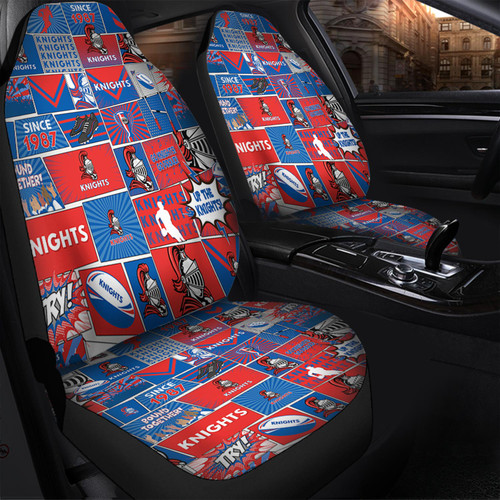Newcastle Knights Car Seat Covers - Team Of Us Die Hard Fan Supporters Comic Style
