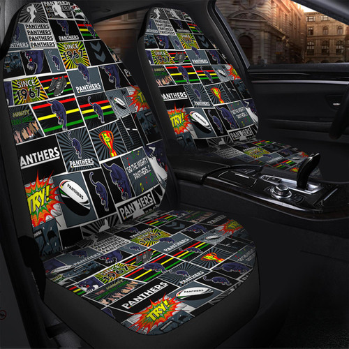 Penrith Panthers Car Seat Covers - Team Of Us Die Hard Fan Supporters Comic Style