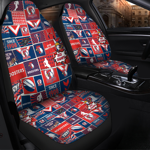 Sydney Roosters Car Seat Covers - Team Of Us Die Hard Fan Supporters Comic Style