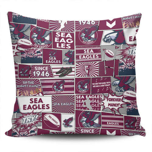 Manly Warringah Sea Eagles Pillow Cover - Team Of Us Die Hard Fan Supporters Comic Style Manly Warringah Sea Eagles Pillow Cover - Team Of Us Die Hard Fan Supporters Comic Style