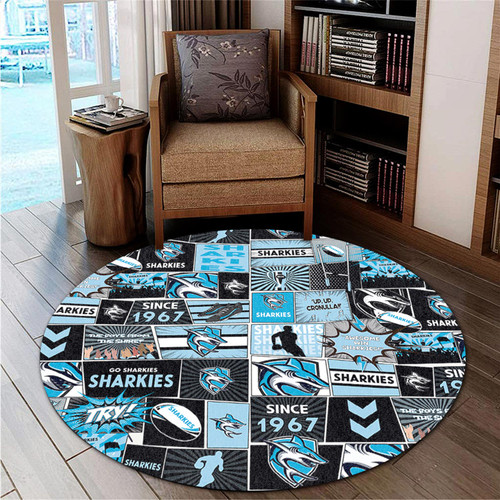 Cronulla-Sutherland Sharks Round Rug - Team Of Us Die Hard Fan Supporters Comic Style
