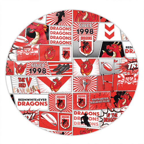 St. George Illawarra Dragons Round Rug - Team Of Us Die Hard Fan Supporters Comic Style