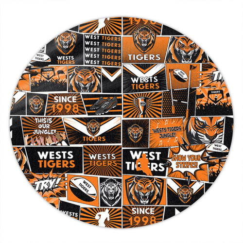 Wests Tigers Round Rug - Team Of Us Die Hard Fan Supporters Comic Style
