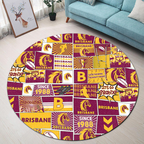 Brisbane Broncos Round Rug - Team Of Us Die Hard Fan Supporters Comic Style