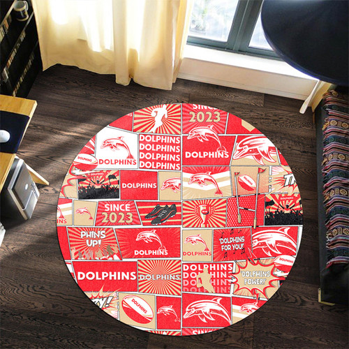 Redcliffe Dolphins Round Rug - Team Of Us Die Hard Fan Supporters Comic Style Redcliffe Dolphins Round Rug - Team Of Us Die Hard Fan Supporters Comic Style