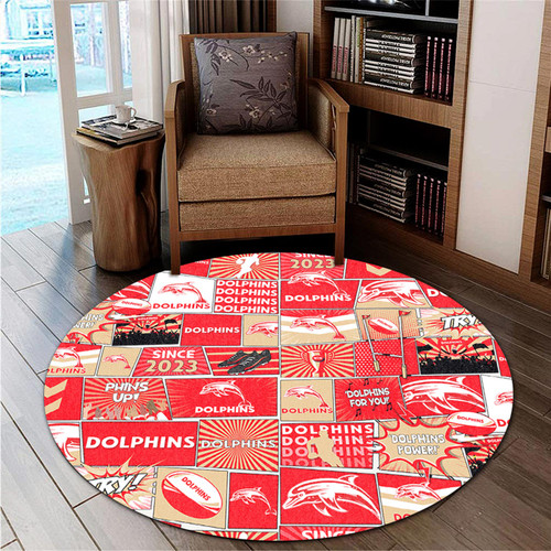 Redcliffe Dolphins Round Rug - Team Of Us Die Hard Fan Supporters Comic Style Redcliffe Dolphins Round Rug - Team Of Us Die Hard Fan Supporters Comic Style