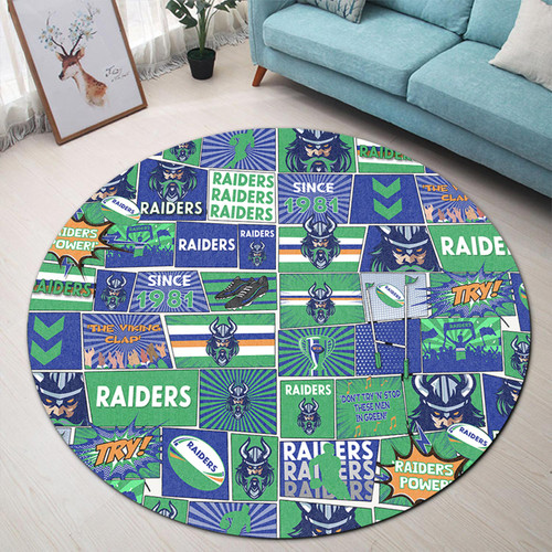 Canberra Raiders Round Rug - Team Of Us Die Hard Fan Supporters Comic Style