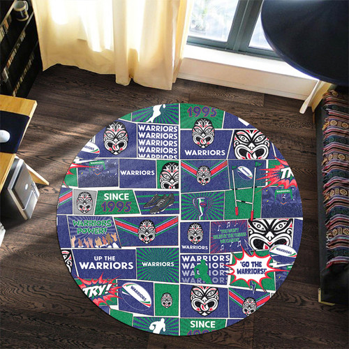 New Zealand Warriors Round Rug - Team Of Us Die Hard Fan Supporters Comic Style New Zealand Warriors Round Rug - Team Of Us Die Hard Fan Supporters Comic Style