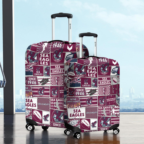 Manly Warringah Sea Eagles Luggage Cover - Team Of Us Die Hard Fan Supporters Comic Style