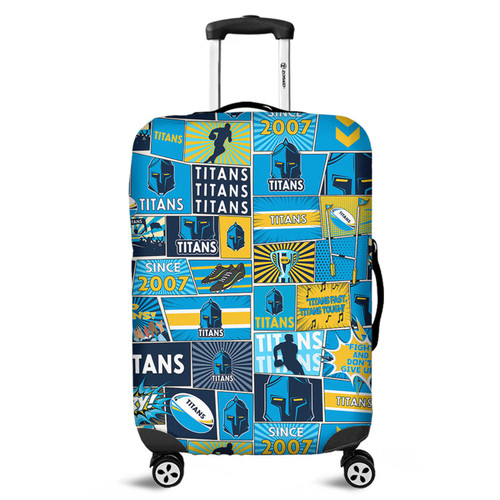Gold Coast Titans Luggage Cover - Team Of Us Die Hard Fan Supporters Comic Style Gold Coast Titans Luggage Cover - Team Of Us Die Hard Fan Supporters Comic Style