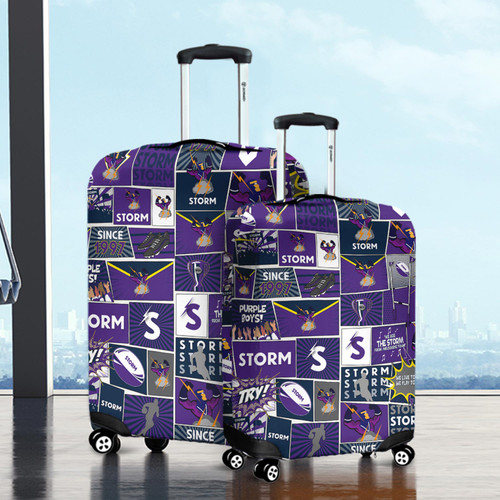 Melbourne Storm Luggage Cover - Team Of Us Die Hard Fan Supporters Comic Style