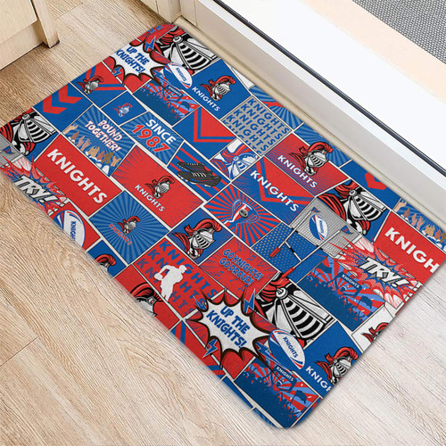 Newcastle Knights Door Mat - Team Of Us Die Hard Fan Supporters Comic Style