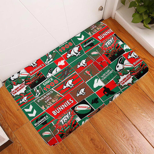 South Sydney Rabbitohs Door Mat - Team Of Us Die Hard Fan Supporters Comic Style