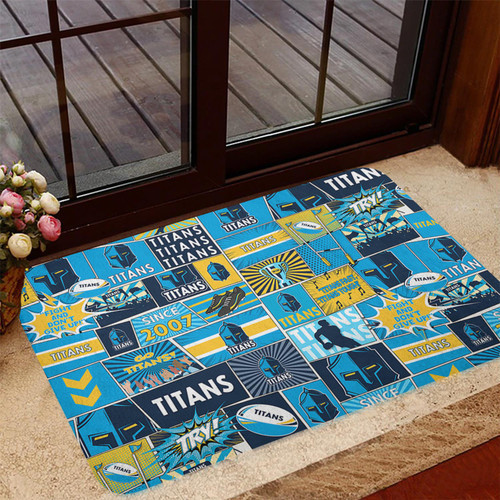 Gold Coast Titans Door Mat - Team Of Us Die Hard Fan Supporters Comic Style