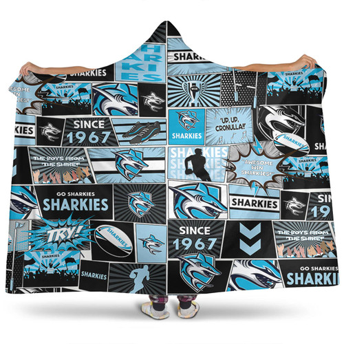 Cronulla-Sutherland Sharks Hooded Blanket - Team Of Us Die Hard Fan Supporters Comic Style