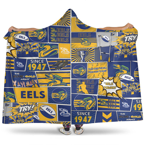 Parramatta Eels Hooded Blanket - Team Of Us Die Hard Fan Supporters Comic Style