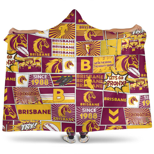 Brisbane Broncos Hooded Blanket - Team Of Us Die Hard Fan Supporters Comic Style