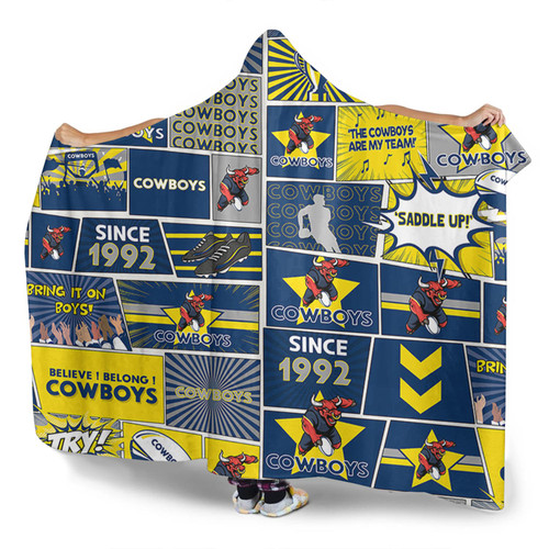 North Queensland Cowboys Hooded Blanket - Team Of Us Die Hard Fan Supporters Comic Style North Queensland Cowboys Hooded Blanket - Team Of Us Die Hard Fan Supporters Comic Style