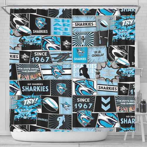 Cronulla-Sutherland Sharks Shower Curtain - Team Of Us Die Hard Fan Supporters Comic Style