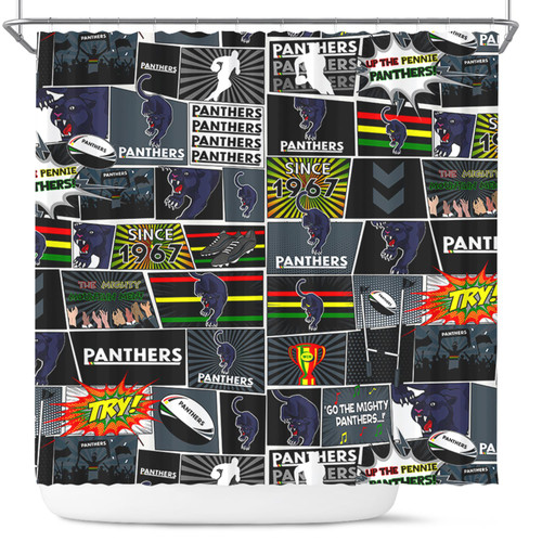 Penrith Panthers Shower Curtain - Team Of Us Die Hard Fan Supporters Comic Style Penrith Panthers Shower Curtain - Team Of Us Die Hard Fan Supporters Comic Style