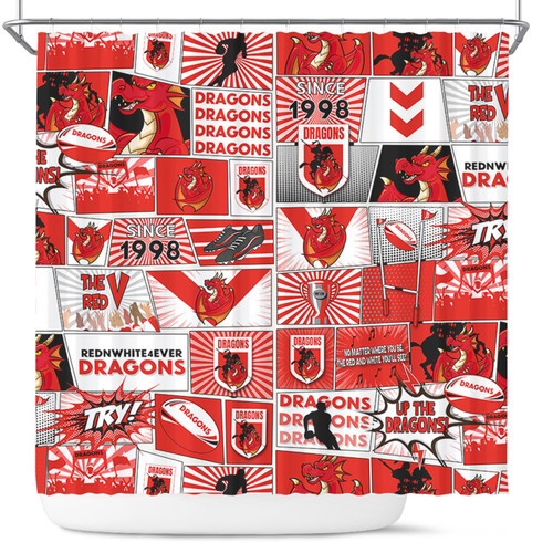 St. George Illawarra Dragons Shower Curtain - Team Of Us Die Hard Fan Supporters Comic Style