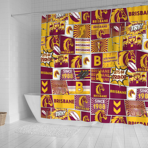 Brisbane Broncos Shower Curtain - Team Of Us Die Hard Fan Supporters Comic Style