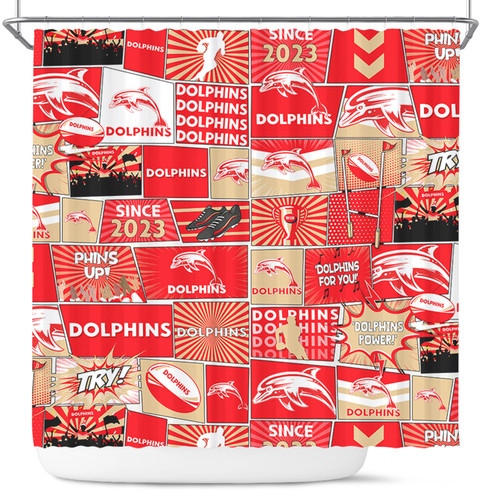 Redcliffe Dolphins Shower Curtain - Team Of Us Die Hard Fan Supporters Comic Style Redcliffe Dolphins Shower Curtain - Team Of Us Die Hard Fan Supporters Comic Style